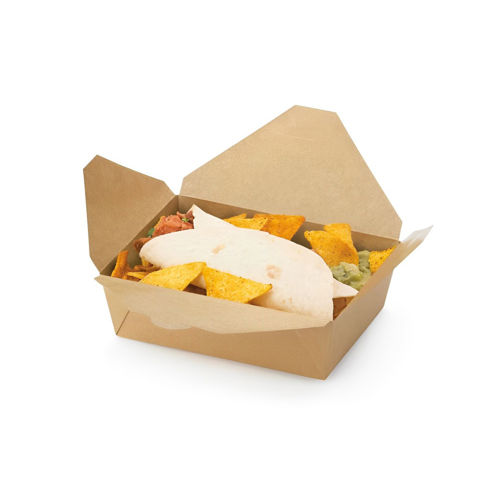 Boîte repas américaine 1500 ml en carton kraft brun